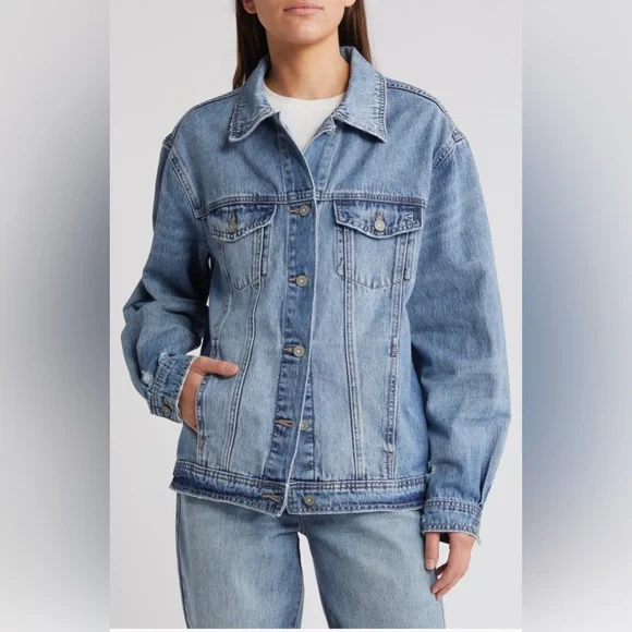 NWT Hidden jeans distressed oversized denim jacket size small - Picture 1 of 9